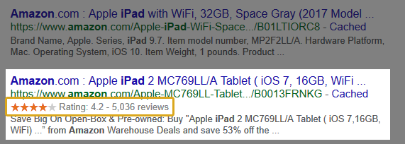 structured data rich snippets star rating