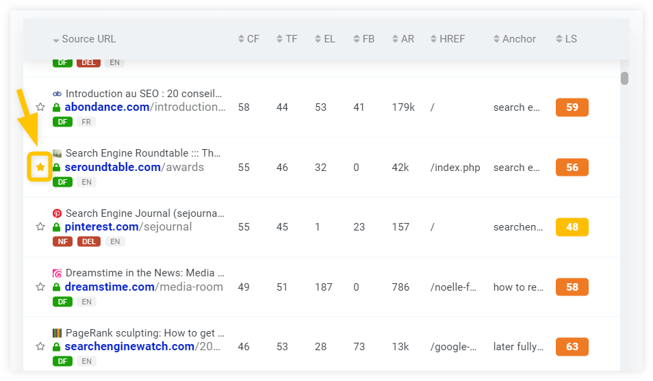 LinkMiner starred links