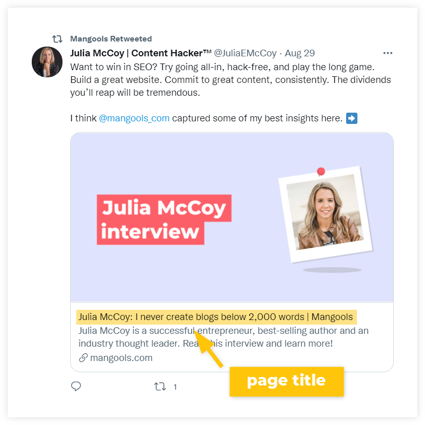 page title on social media