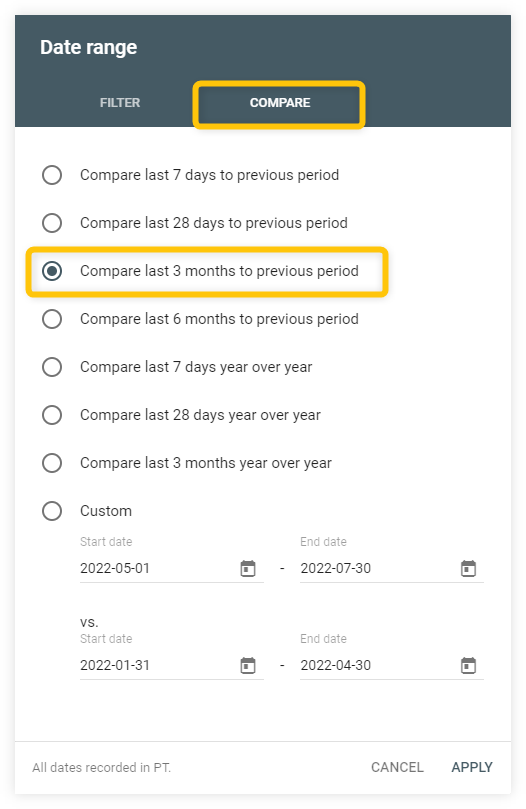 Checking website rankings with GSC - step 4